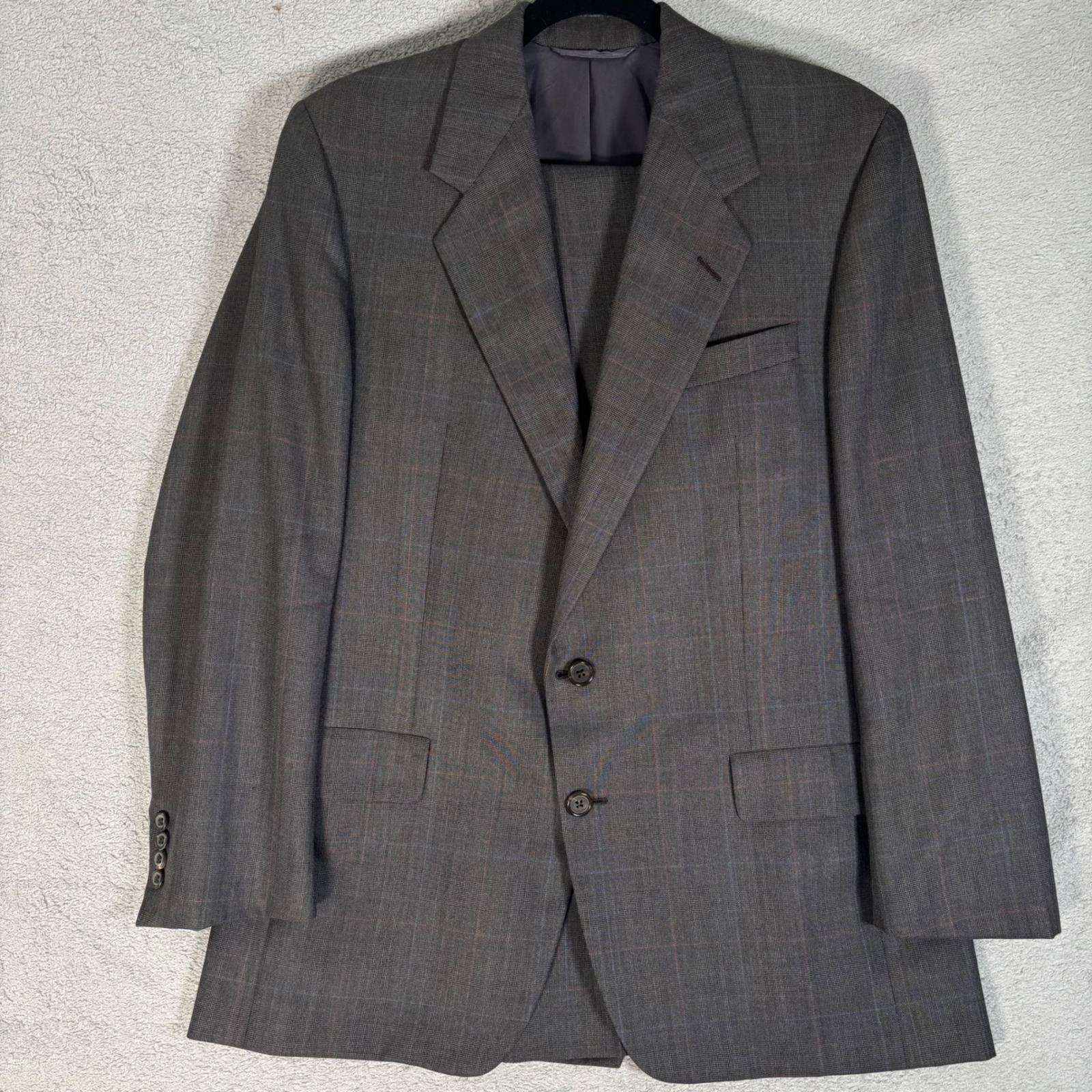 Hickey Freeman 2 Piece Suit Mens 41 Reg Gray Glen Check Plaid Boardroom